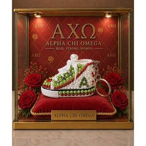 Alpha Chi Omega Keychain Pearl‎ & Rhinestone Custom Made Shoe